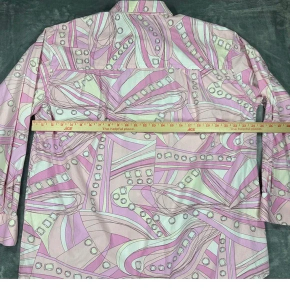 Sean John Mens XL Pink Abstract Geometric Print ButtonDown Shirt Long Sleeve Y2K - Picture 5 of 5